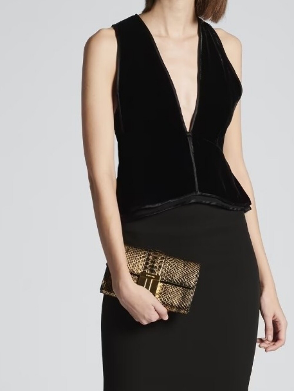 Tom Ford Crepe Gown with Velvet Peplum Bodice XXS/US0/IT36
Knee length